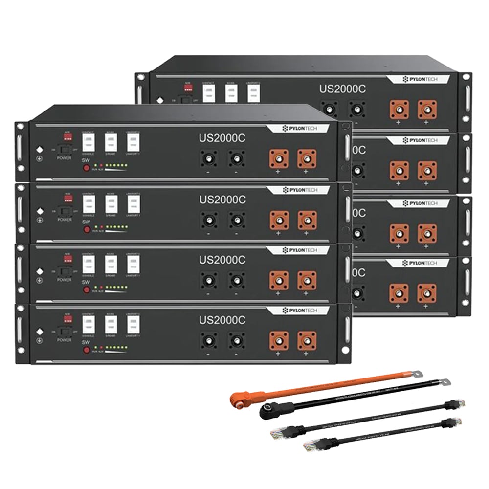 Pylontech 8x US2000C LiFePO4 Batterie 19,2kWh mit Wechselrichter-Anschluskabelset