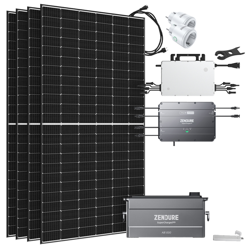 Offgridtec® Solar-Direct 960Wh 1920w hms-2000-4t Solaranlage Full Black Hausnetz-Einspeisung - 10m HMS connection cable - DTU-Lite-S