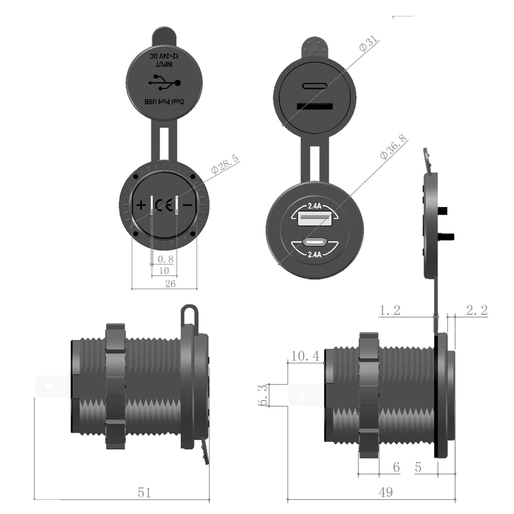 Offgridtec USB Doppelsteckdose 12V/24V 4,8A