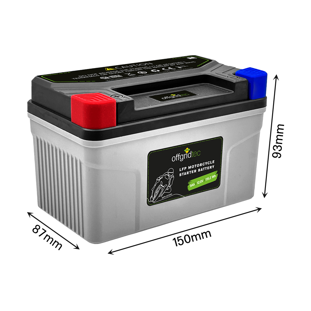 graue Motorradbatterie Abmessungen