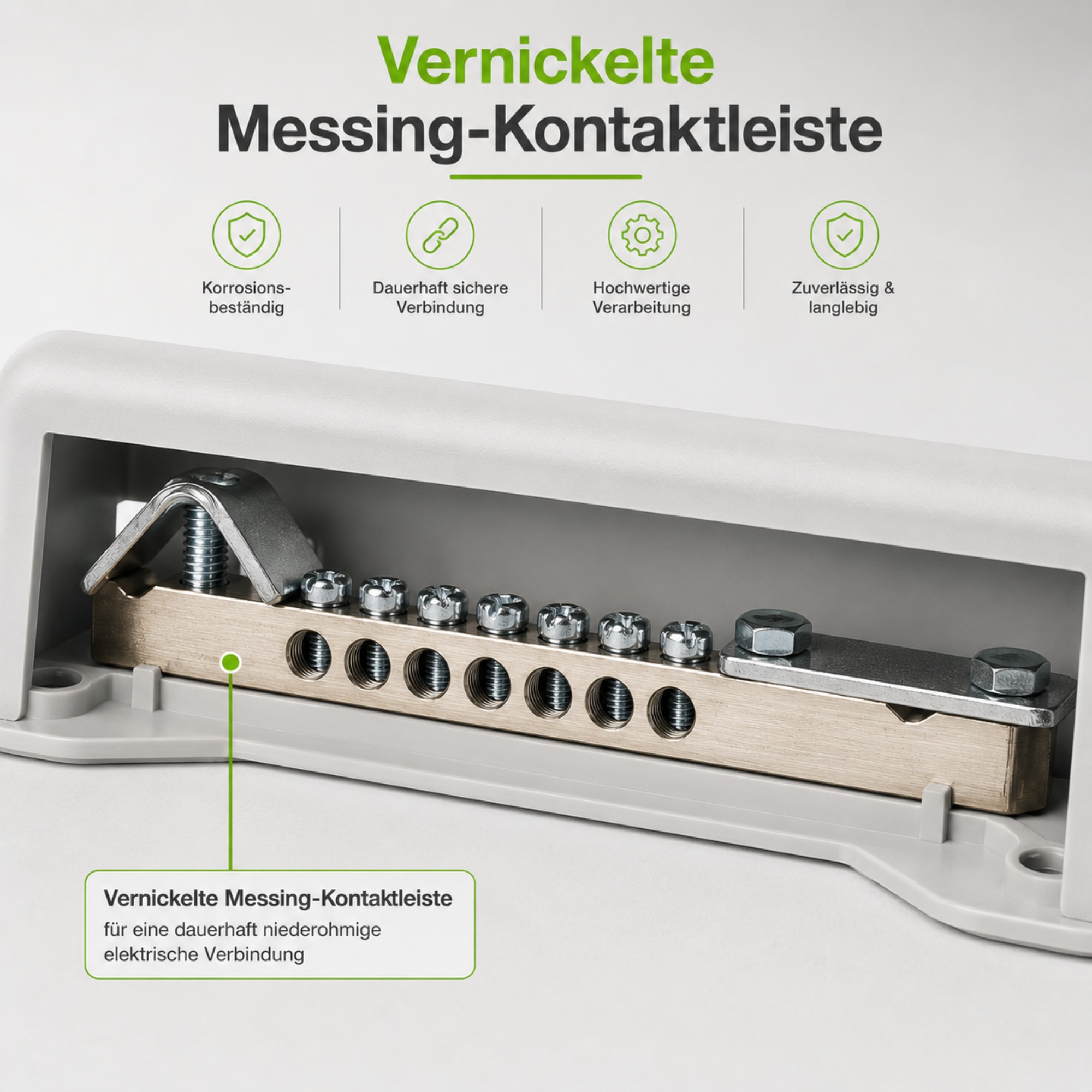 Offgridtec Grounding Busbar, Sealable Equipotential Bonding Busbar, 9 Connections, Gray, up to 25 mm²