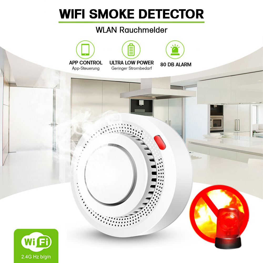 Offgridtec Smart Wi-Fi Smoke Detector SS01 – Tuya Smart Life, App Alerts, EN 14604
