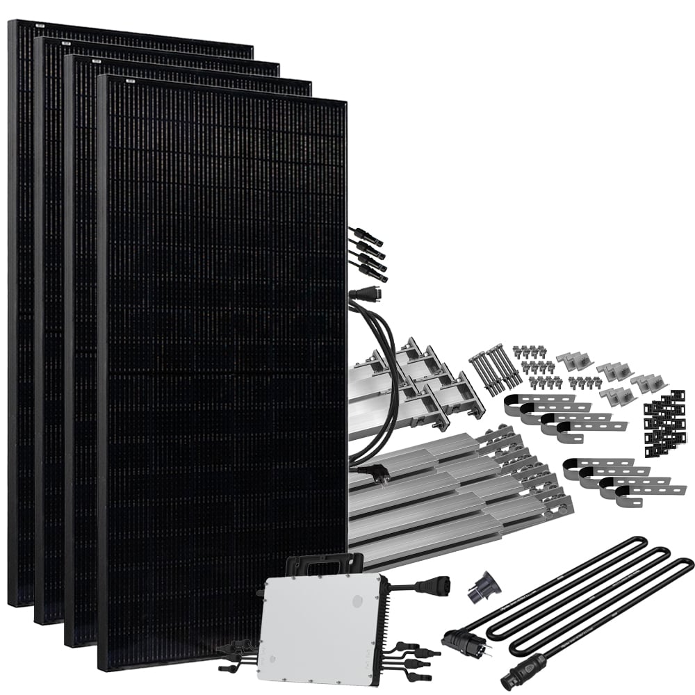 Offgridtec® Solar-Direct 1480W HM-1500 Installation solaire raccordement Schuko - 15m de câble de raccordement - kit de montage balustrade de balcon