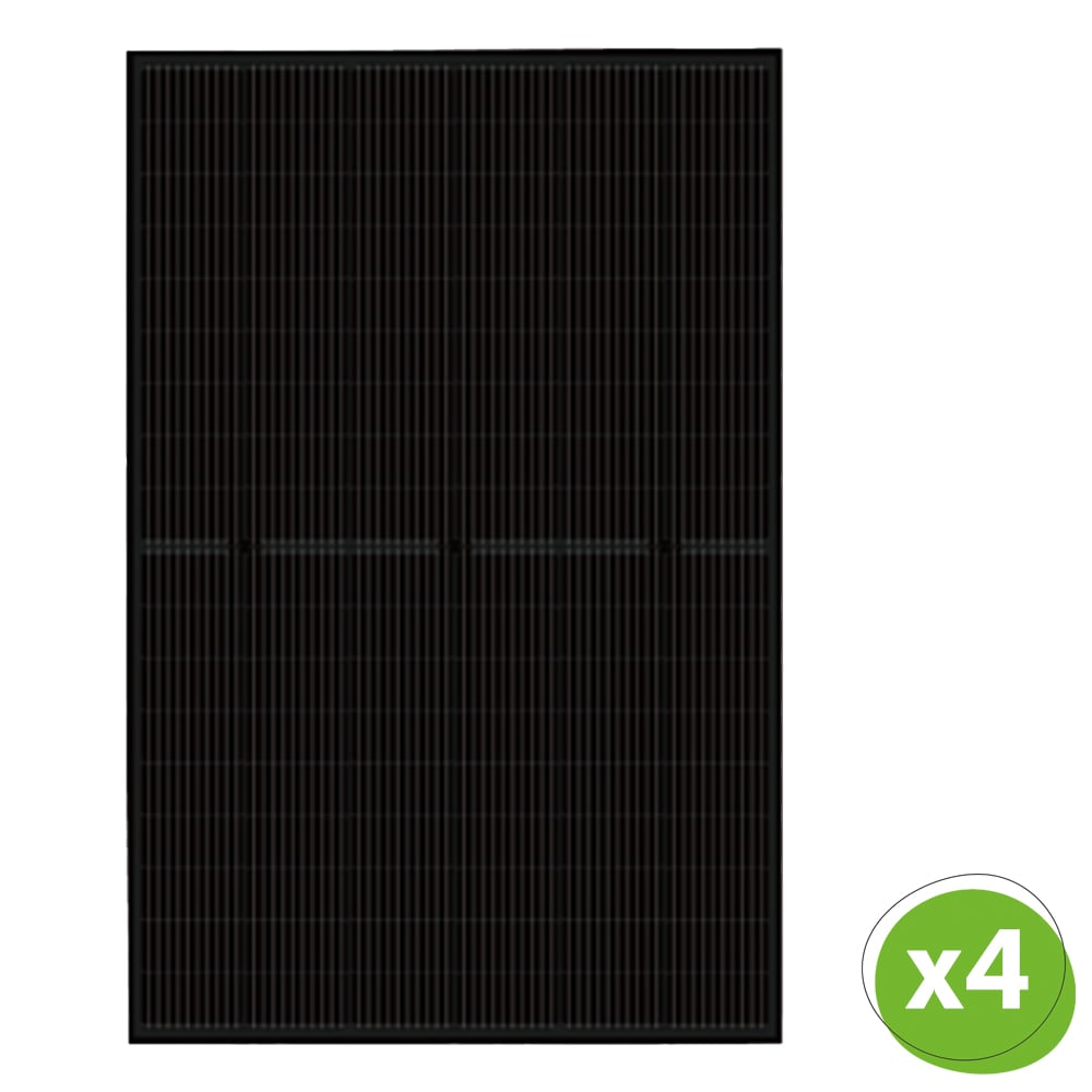 Schwarzes Solarpanel, unten rechts im Bild befindet sich ein grüner Kreis mit der Mengenangabe x4