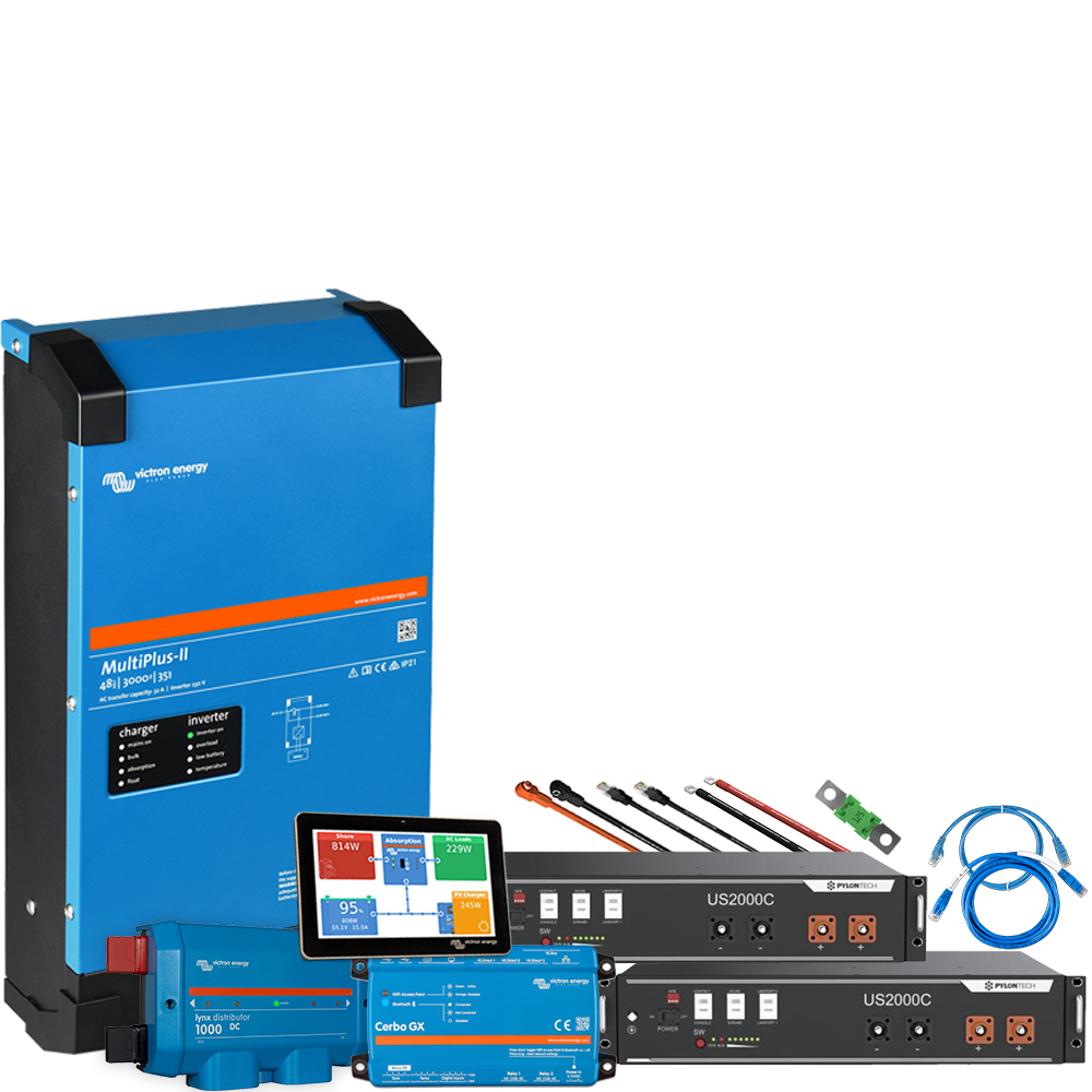 Backup system with 4.8KkWh Pylontech LiFePo4 storage and MultiPlus ii 48/3000 Victron Energy inverter 1-Phase