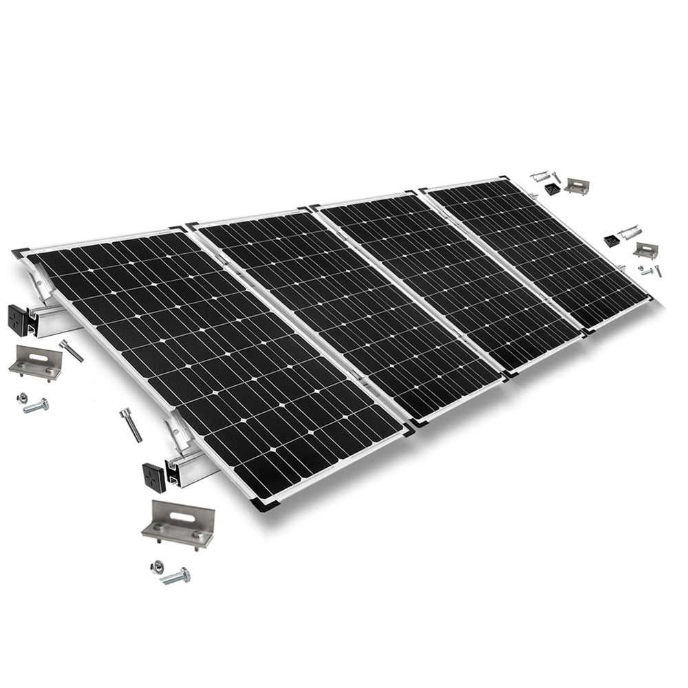 Befestigungskit mit Stehfalzklemmen für Schrägdachmontage 4 Solarpanele Rahmenhöhe 40mm