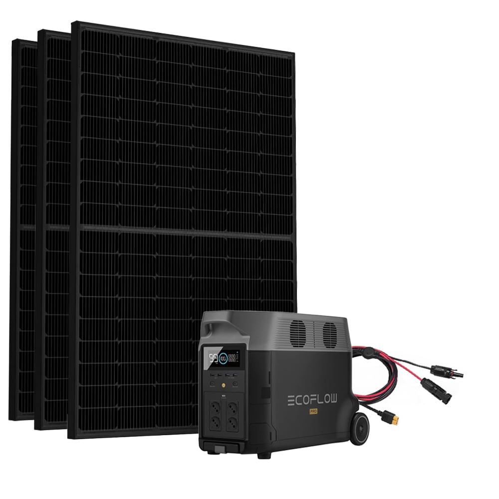 SparBundle Ecoflow Delta Pro Powerstation mit 3 x 450W Gerahmtes Solarmodul