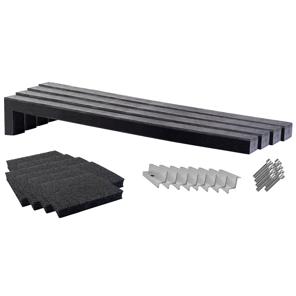 Wattstone Montage PV est-ouest sur toit plat pour 2 modules solaires 6° Socle en béton noir Tapis de protection des constructions