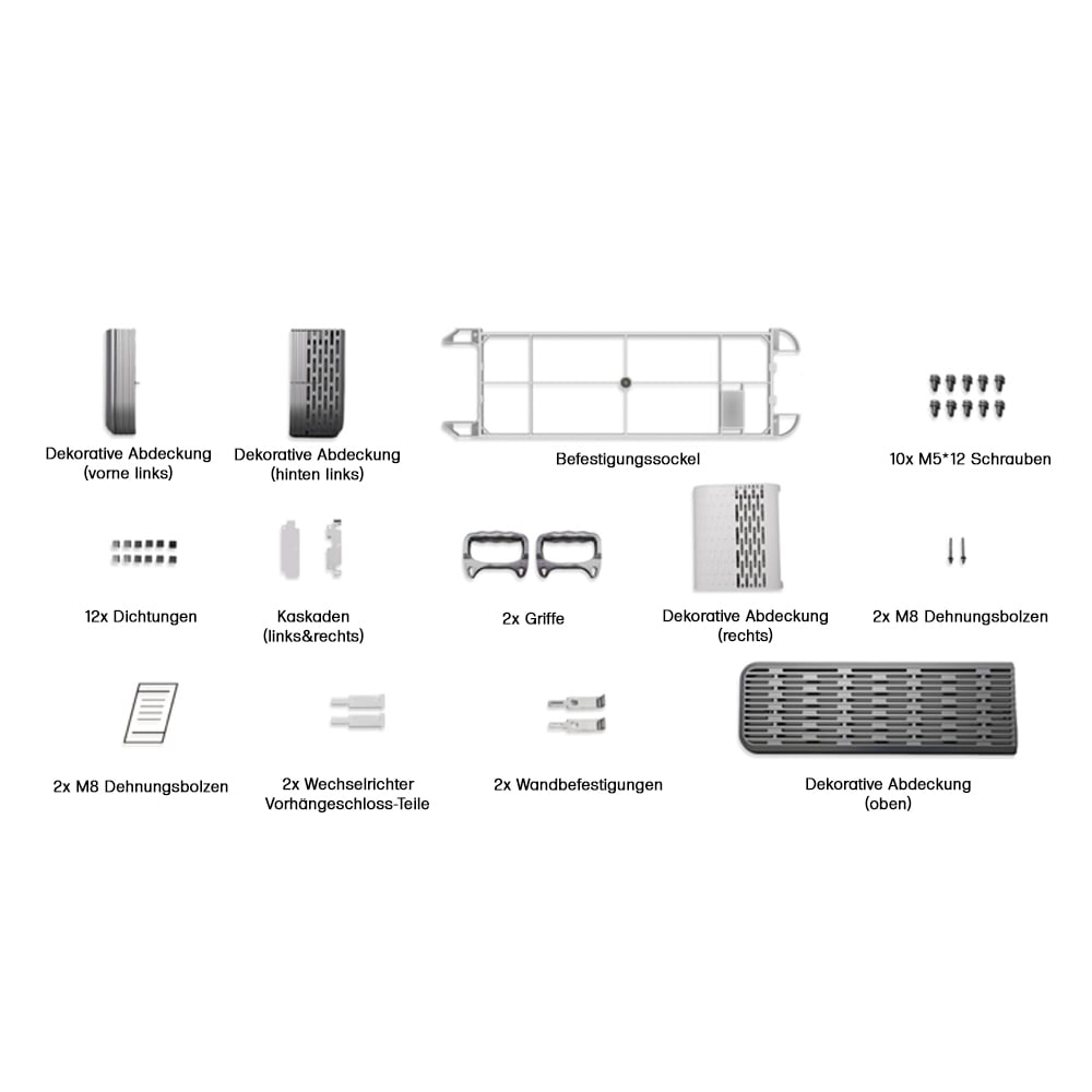 Setansicht des Haier InsK-W Wandmontage Installation-Kits für Smart Cube Batteriespeicher