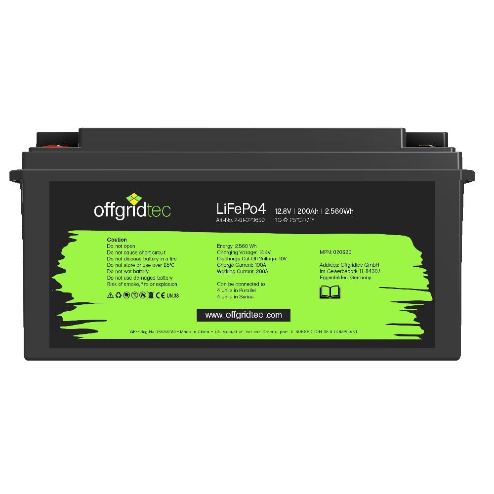 Offgridtec LifePo4 Akku 12/200 12,8V 200Ah BMS integriert 2560Wh