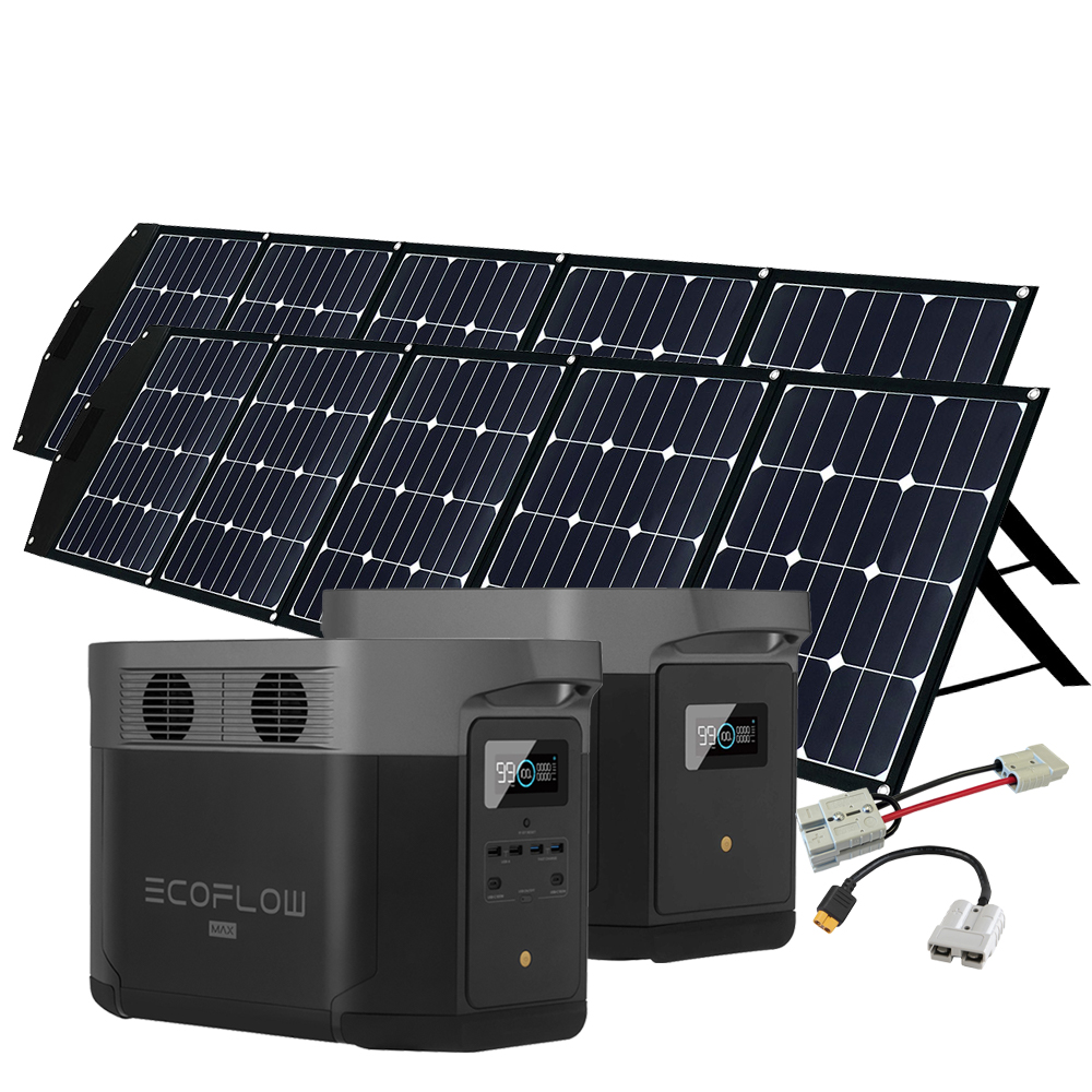 SparBundle EcoFlow Delta Max 2000 + 2 x 225W Offgridtec® Faltbares Solarmodul + 1 x Erweiterungsakku 2016Wh