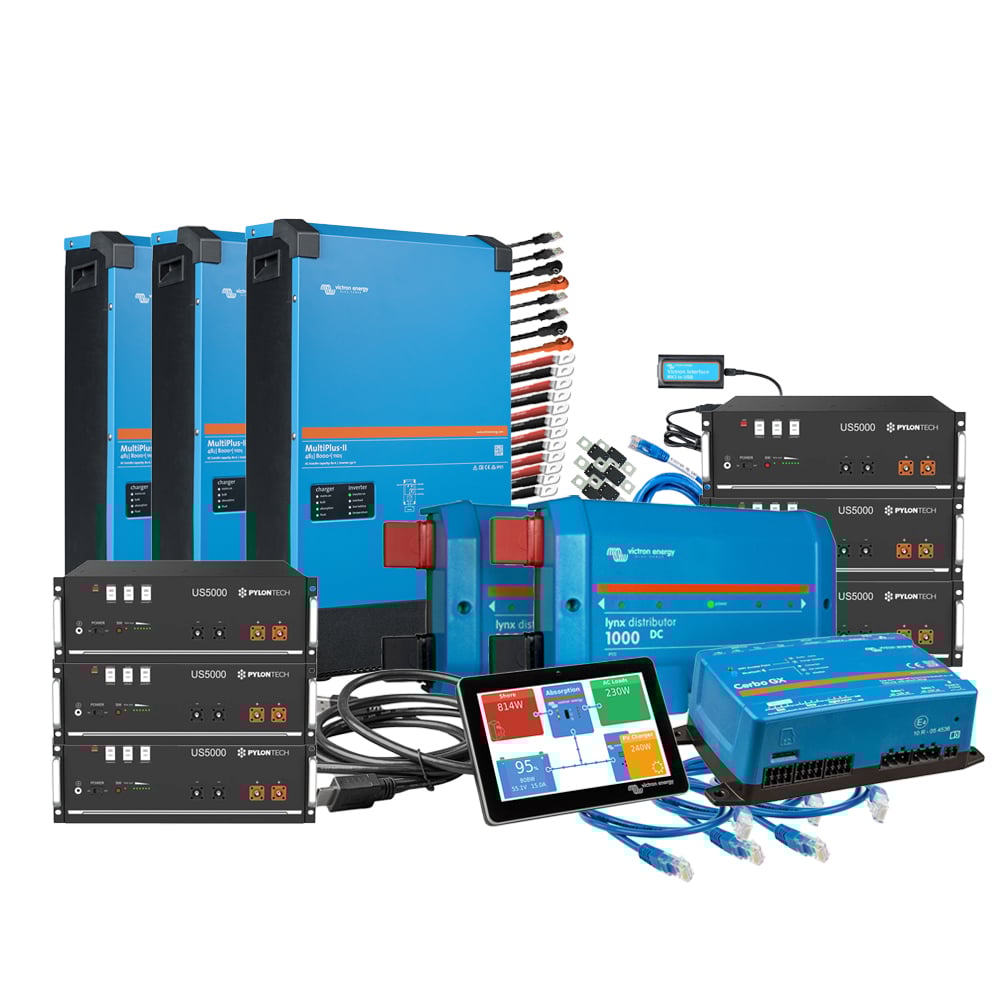 Offgridtec Kit de sauvegarde triphasé 28,8kWh avec Pylontech us5000 Batterie Victron MultiPlus-II 48/8000