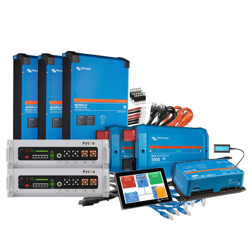 Offgridtec Kit de sauvegarde kit de mise à niveau 9,6 kWh avec batterie Pytes E-Box 4850-c Victron MultiPlus ii 48/3000 triphasé