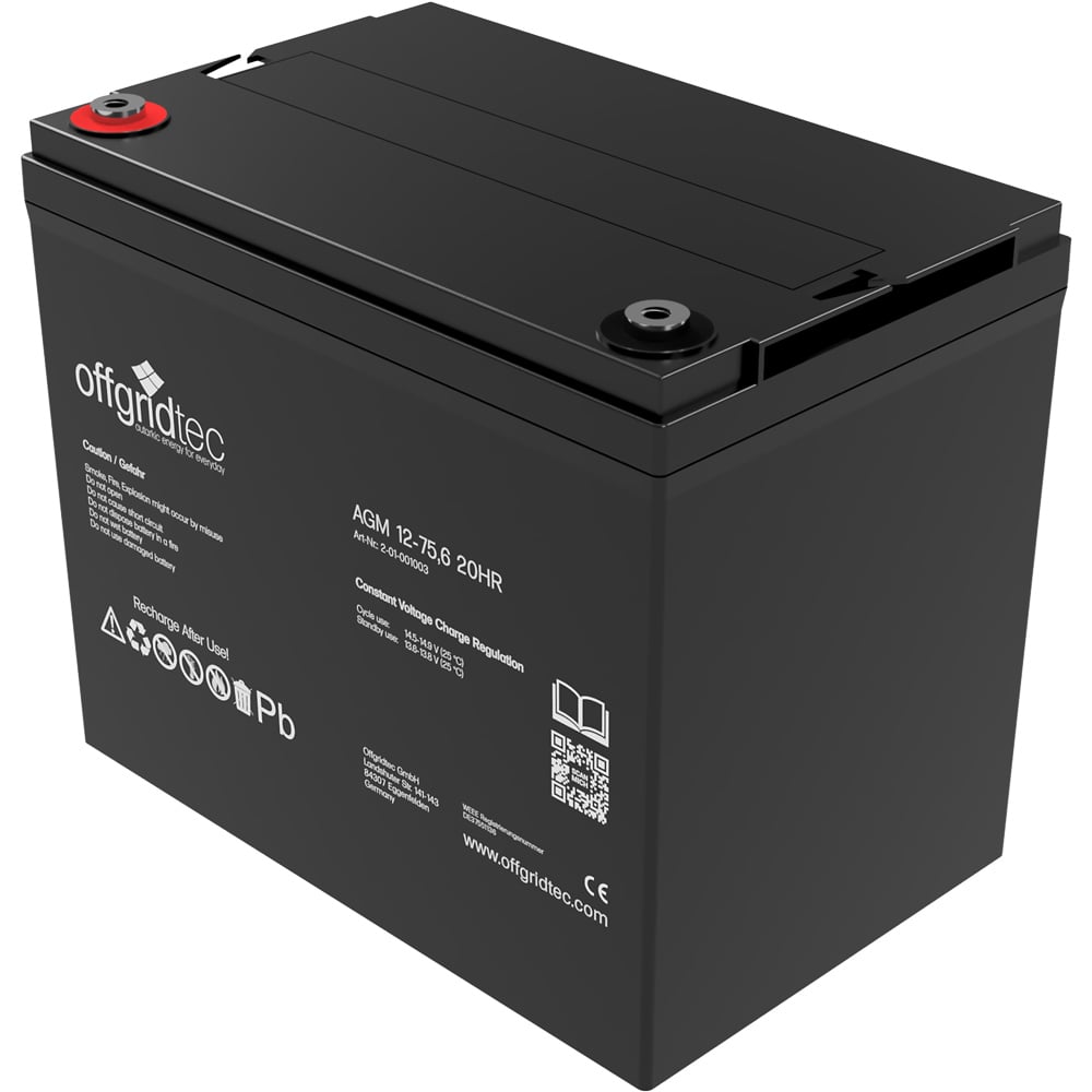 Offgridtec® AGM 75,6Ah 20HR 12V - Solar Batterie Akku Extrem zyklenfest