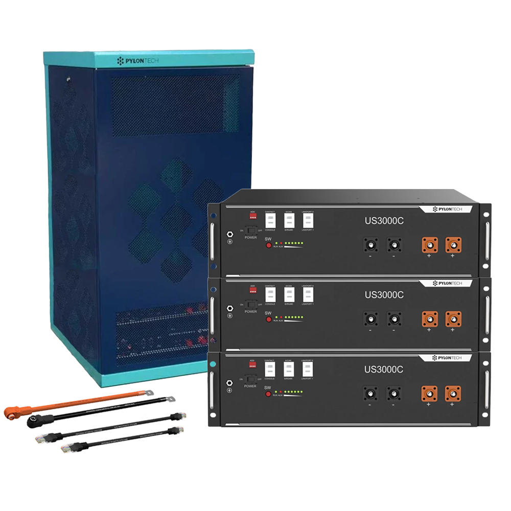 Pack 3 piles Lithium Pylontech US2000 C 2.4KWh rack 12U cadeau | Dernières unités proposées