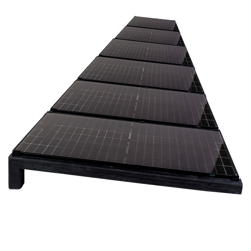 Wattstone Montage PV est-ouest sur toit plat pour 6 modules solaires 6° Socle en béton noir Tapis de protection des constructions