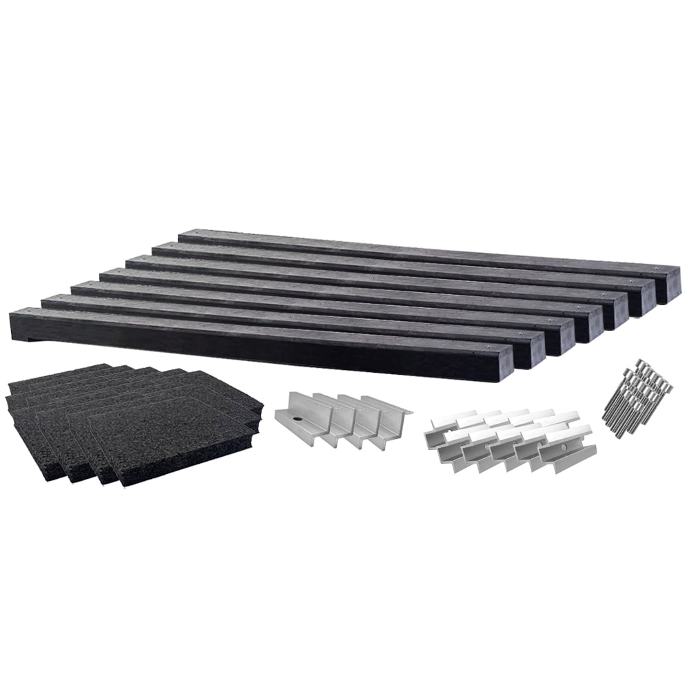 Montageset für 6 Solarmodule mit sieben 0° Wattstone Betonsockeln, Schutzmatten, Klemmen und Schrauben