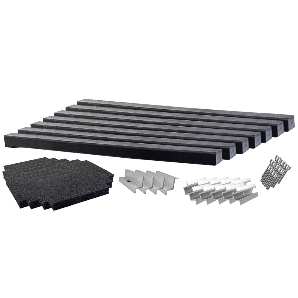 Wattstone PV Montage sur toit plat pour 6 modules solaires 0° Socle en béton noir Tapis de protection des constructions
