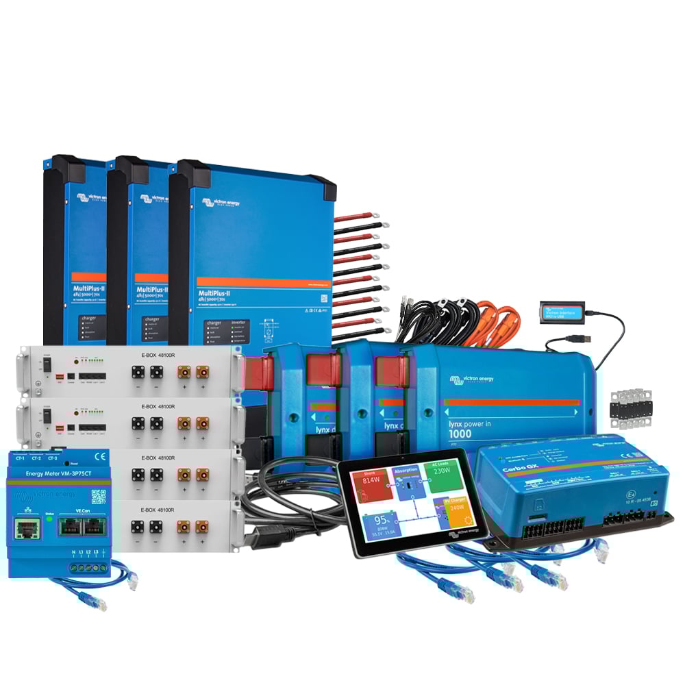 Offgridtec Kit de sauvegarde kit de mise à niveau 20,5kWh avec batterie Pytes 48100r-c Victron MultiPlus-II 48/5000 triphasé avec compteur électrique
