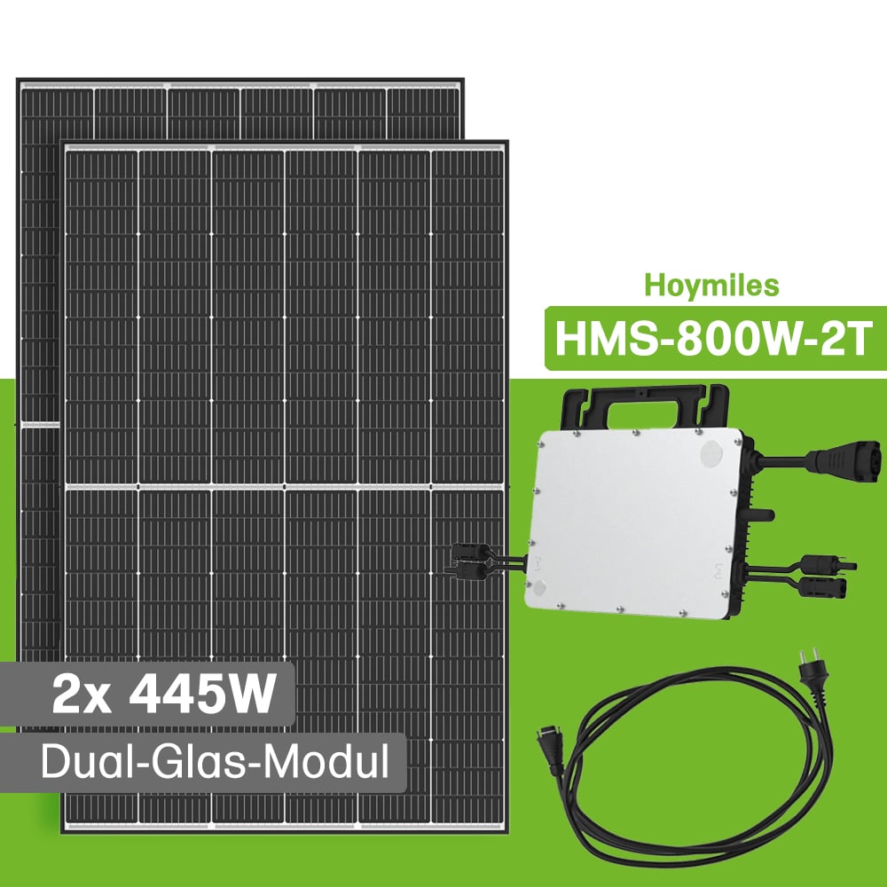Centrale électrique de balcon 860W Hoymiles HMS-800W-2T avec 2 modules Black Frame de 430W