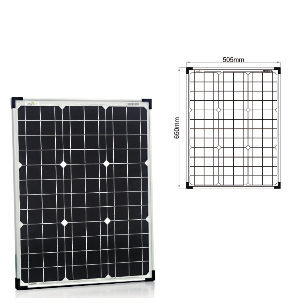 Normale Ansicht und Zeichnung des Solarmoduls mit Abmessungen