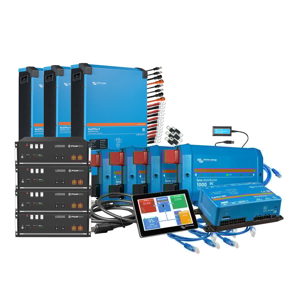 Offgridtec Kit de sauvegarde triphasé 19,2kWh avec Pylontech us5000 Batterie Victron MultiPlus-II 48/8000