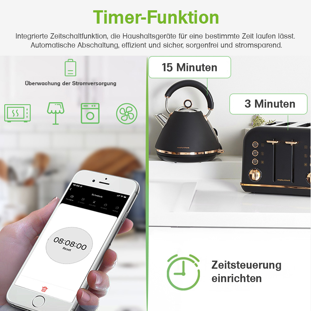 Offgridtec smart 4-way socket strip + 2x USB-A and 2x USB-C connection with Smart Life or Tuya app - 1.5m cable