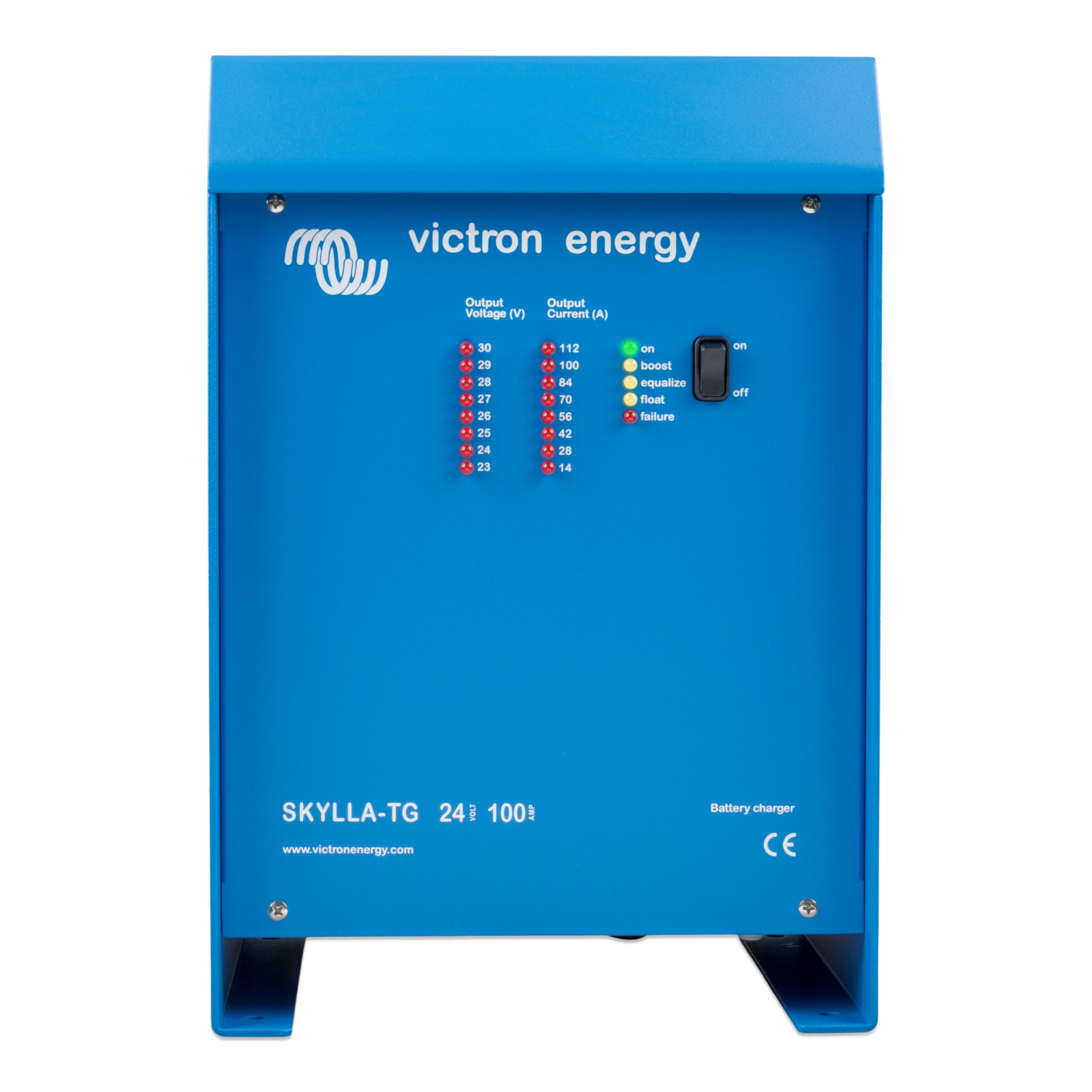 blaues Victron Skylla-TG Batterieladegerät Frontalansicht