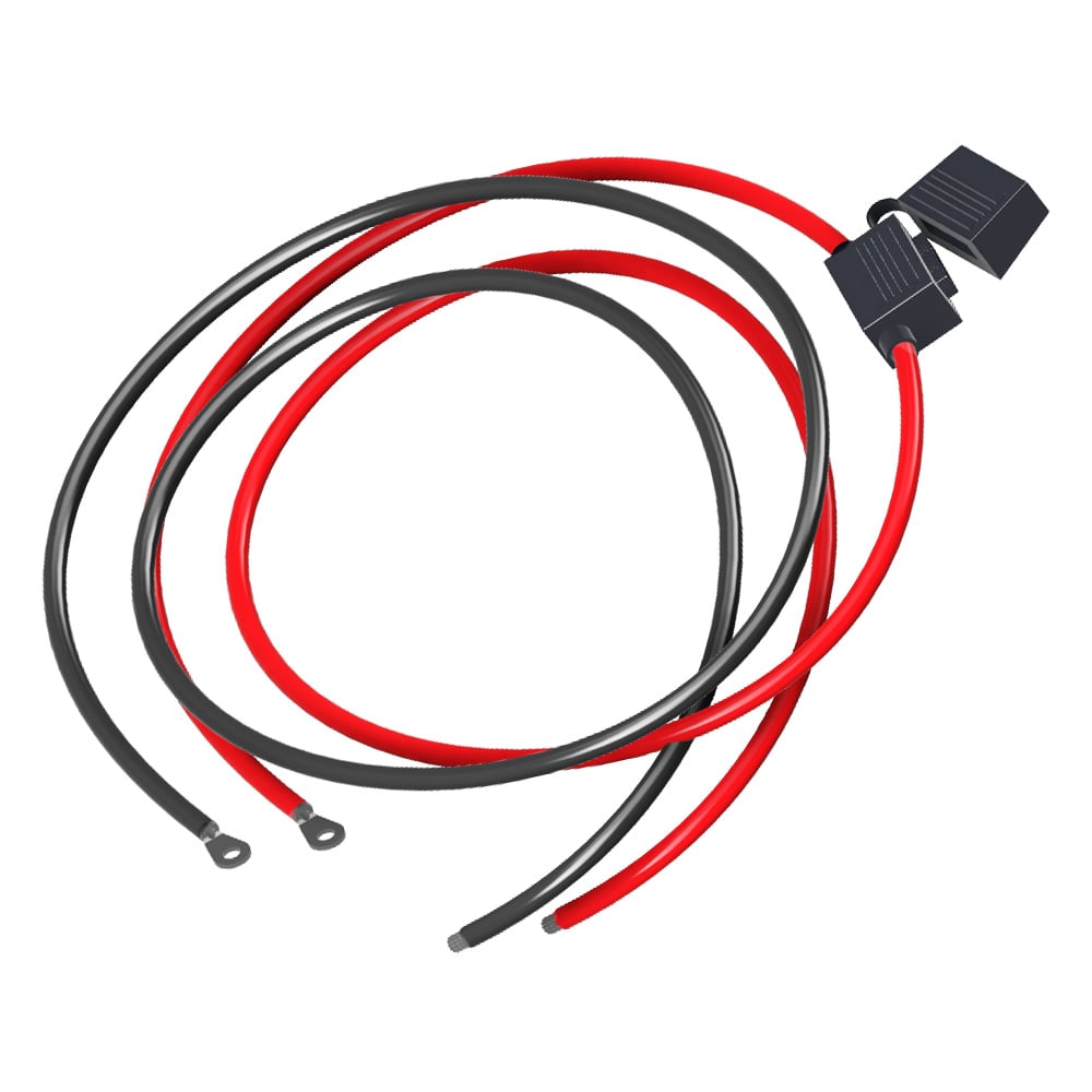 Aufgewickeltes Offgridtec Batteriekabel M8 mit Flachsicherungshalter, schwarz rot