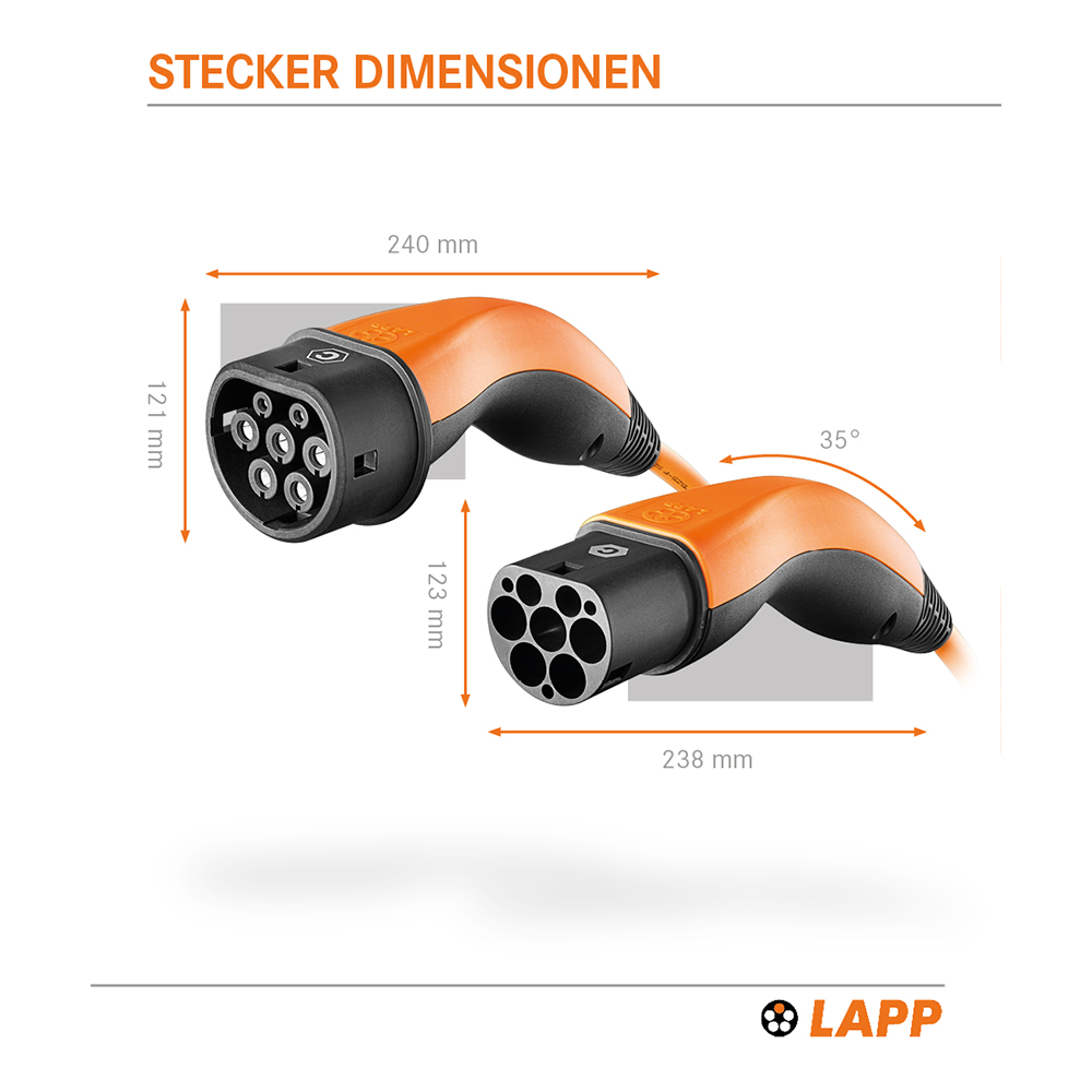 E-Auto Ladekabel Typ2, spiral, 11kW, 20A, 3ph