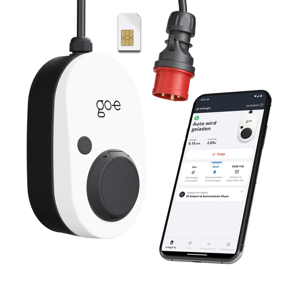 go-e Wallbox Gemini flex 2.0 11kW mobile Ladebox mit 16A CEE Stecker und eSIM