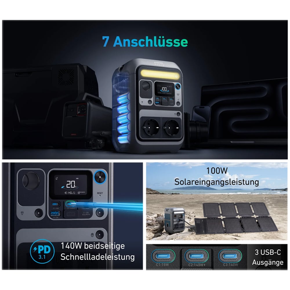 Anker SOLIX C300X AC/DC tragbare Powerstation 288Wh 300W