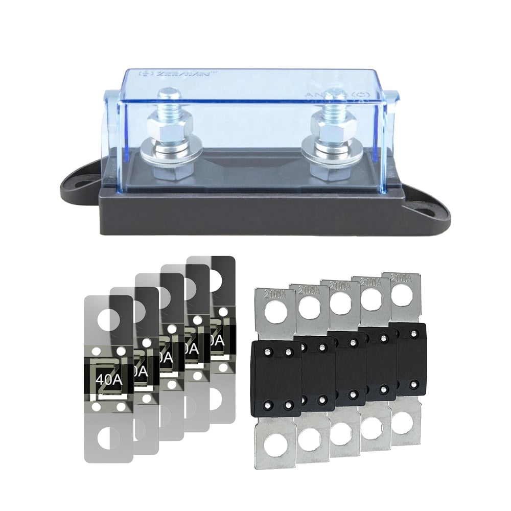 Set-Ansicht: Sicherungshalter, 5x 40A Sicherungen und 5x 200A Sicherungen