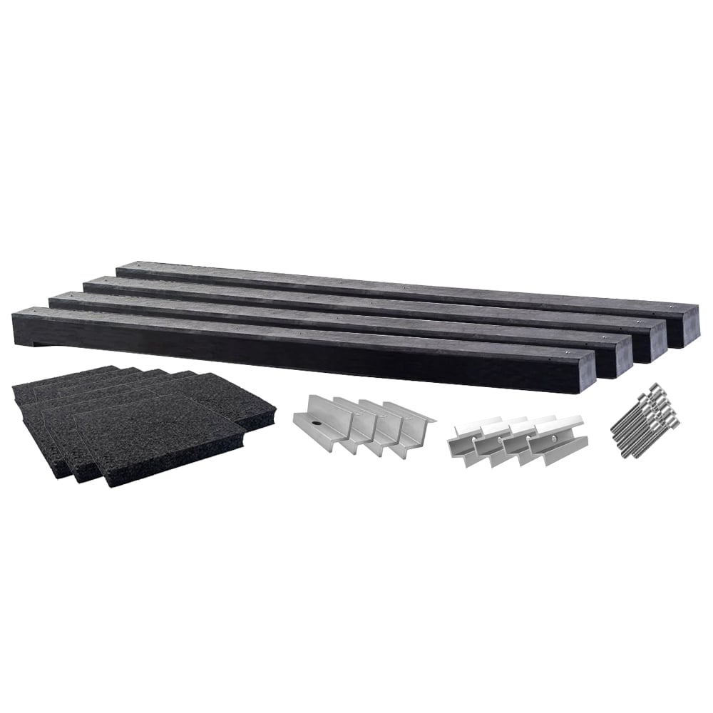 Wattstone PV Montage sur toit plat pour 3 modules solaires 0° Socle en béton noir Tapis de protection des constructions