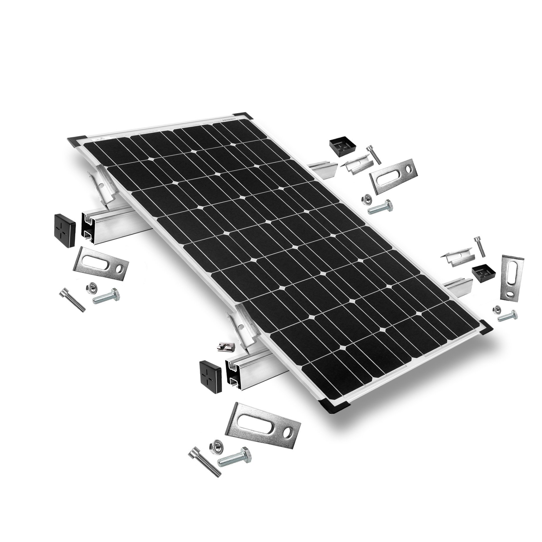 Befestigungskit mit Stockschrauben für Schrägdachmontage 1 Solarpanel  Rahmenhöhe 35mm