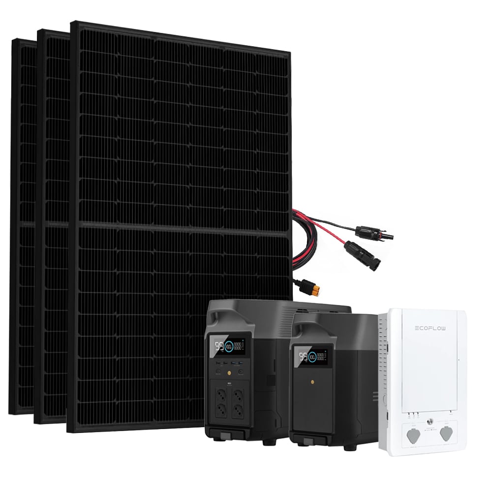 SavingsBundle Ecoflow Delta Pro Powerstation with 3 x 450W Framed solar panel 3.6kWh additional battery and Smart Home Panel