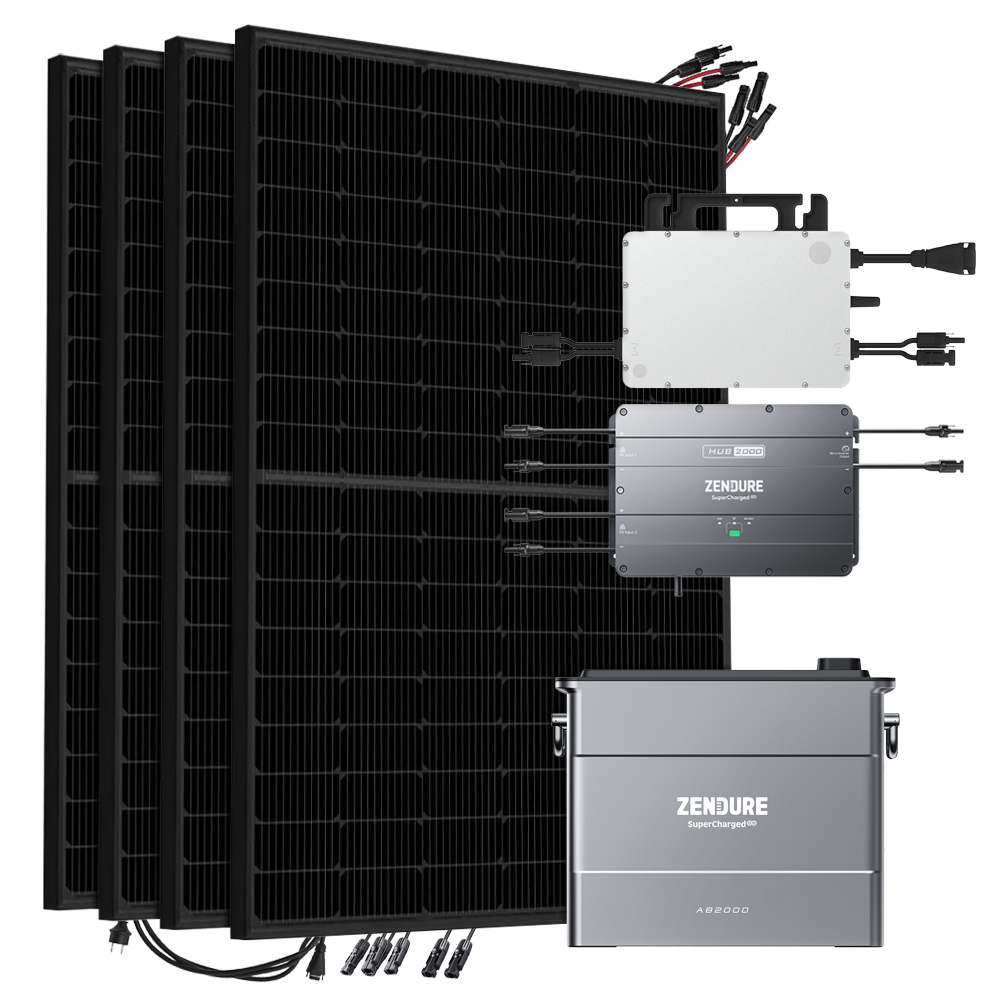Zendure SolarFlow 1,92kWh 1800W HMS-800W-2T Balkonkraftwerk Bifazial Full Black - 5m Anschlusskabel