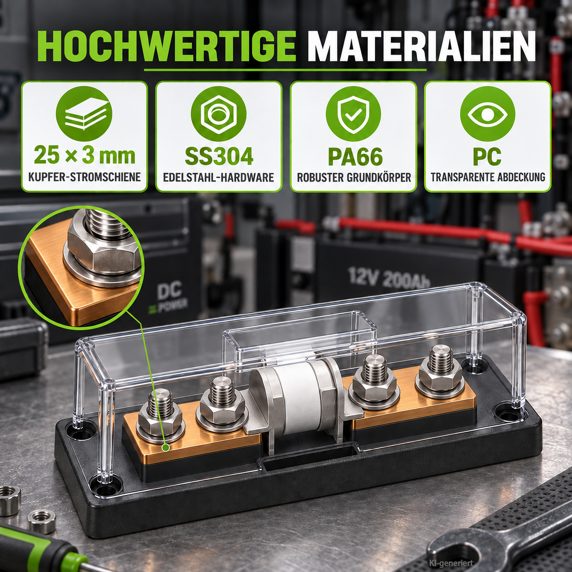 Class-T Sicherungshalter bis 400A Materialien-Angabe