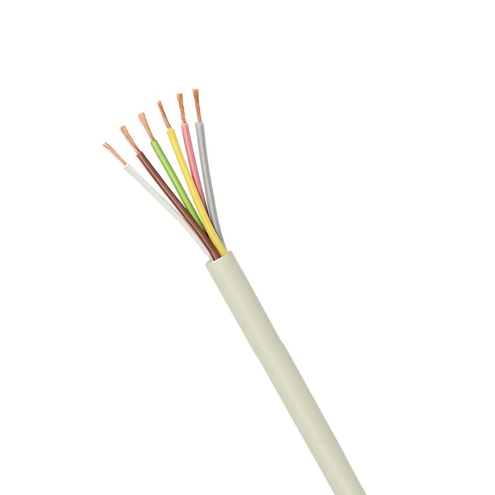 Grau ummanteltes Datenkabel mit sechs Adern; Leiter aus Kupfer