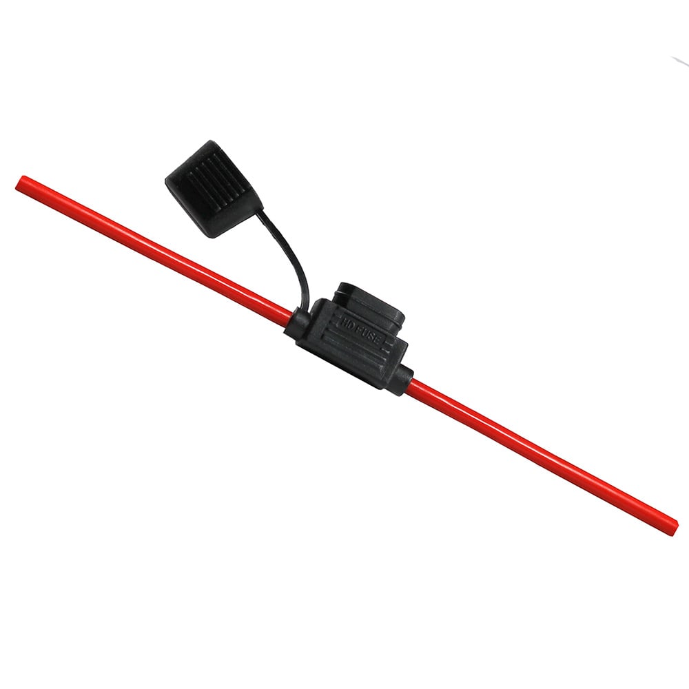 Flachsicherungshalter  inklusive Kabel in schwarz und rot in kompletter Ansicht