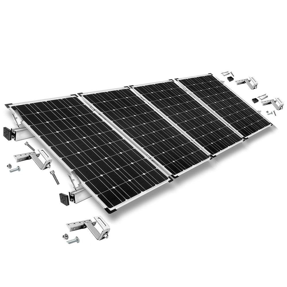 Mounting set for 4 solar modules - for roof tiles for solar modules 40mm frame height