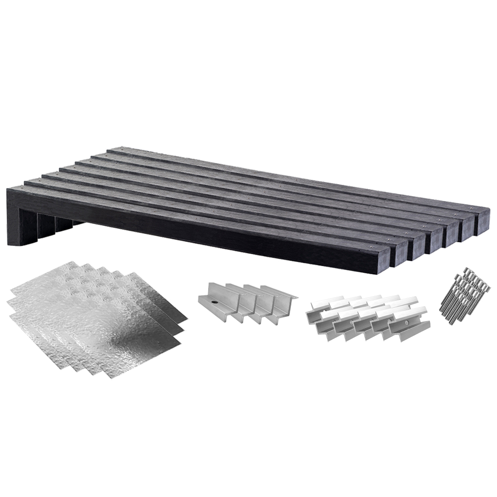 Montageset für 6 Solarmodule mit sieben 6° Wattstone Betonsockeln, Schutzmatten, Klemmen und Schrauben
