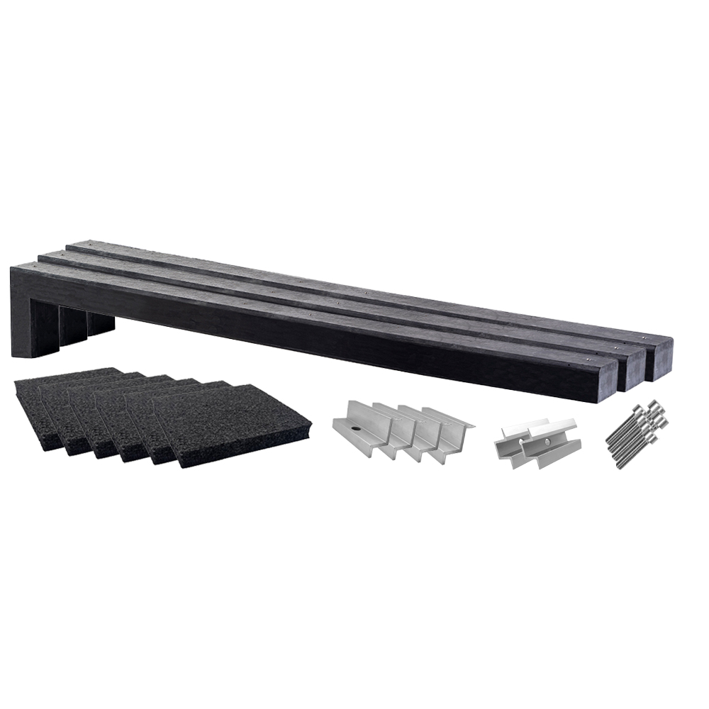 Montageset für 2 Solarmodule mit drei 6° Wattstone Betonsockeln, Schutzmatten, Klemmen und Schrauben