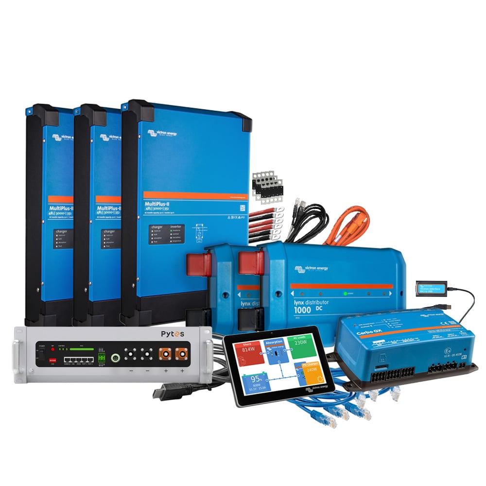 Offgridtec Kit de sauvegarde kit de mise à niveau 4,8 kWh avec batterie Pytes E-Box 4850-c Victron MultiPlus ii 48/3000 triphasé
