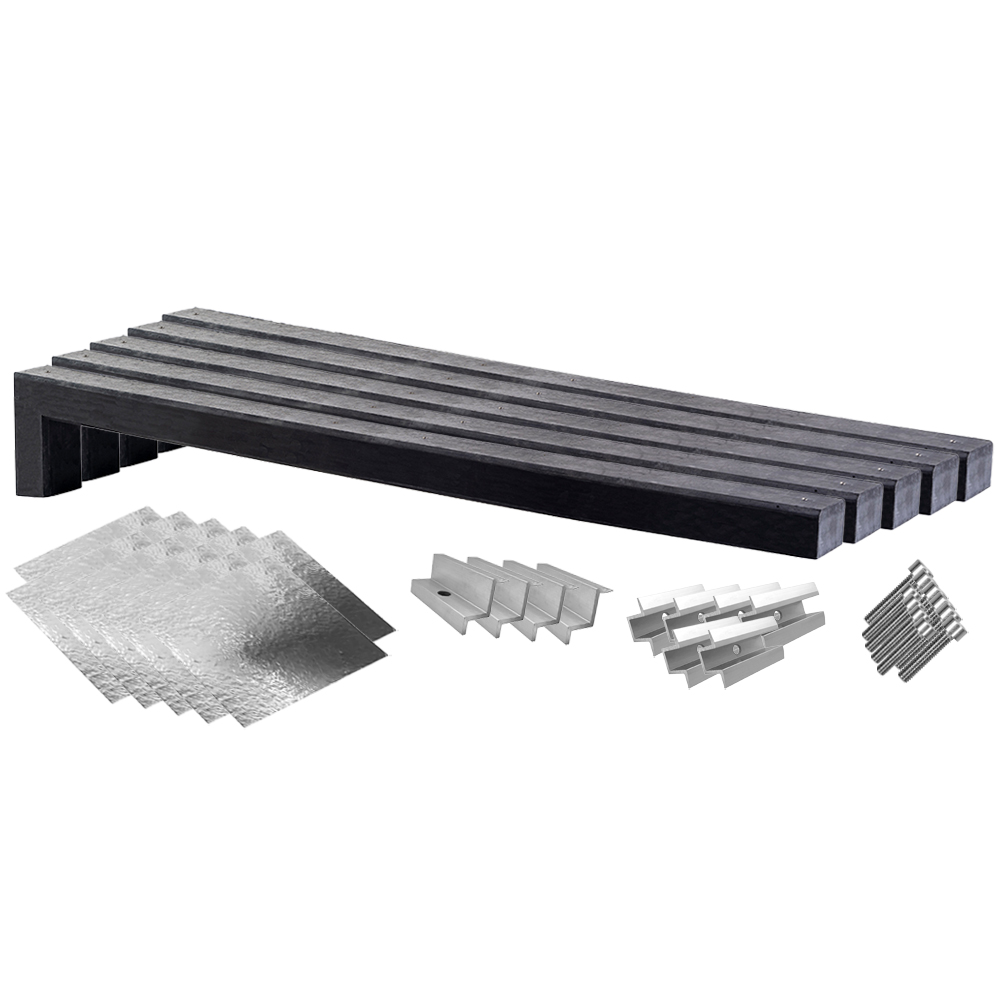 Montageset für 4 Solarmodule mit fünf 6° Wattstone Betonsockeln, Schutzmatten, Klemmen und Schrauben