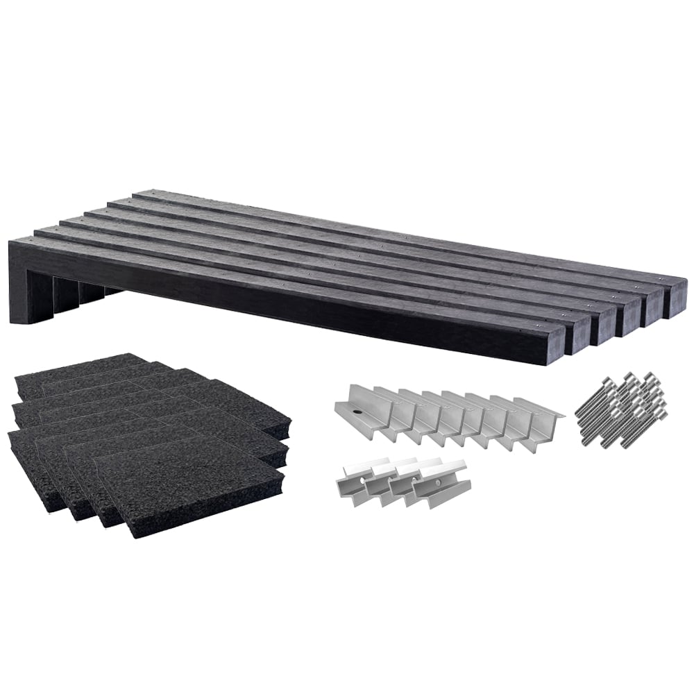 Wattstone Montage PV est-ouest sur toit plat pour 4 modules solaires 6° Socle en béton noir Tapis de protection des constructions