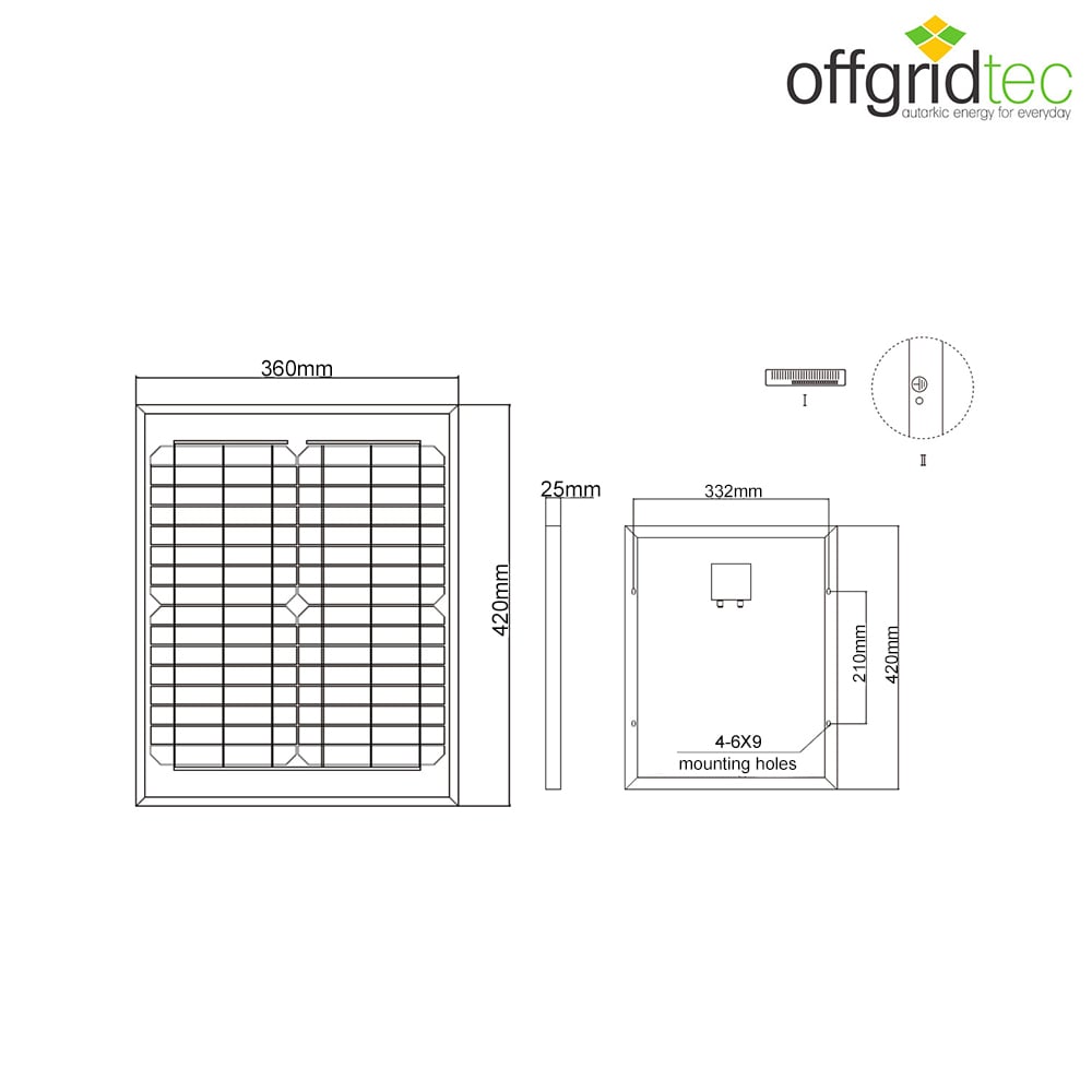 Offgridtec® 20W Mono Solarpanel 12V