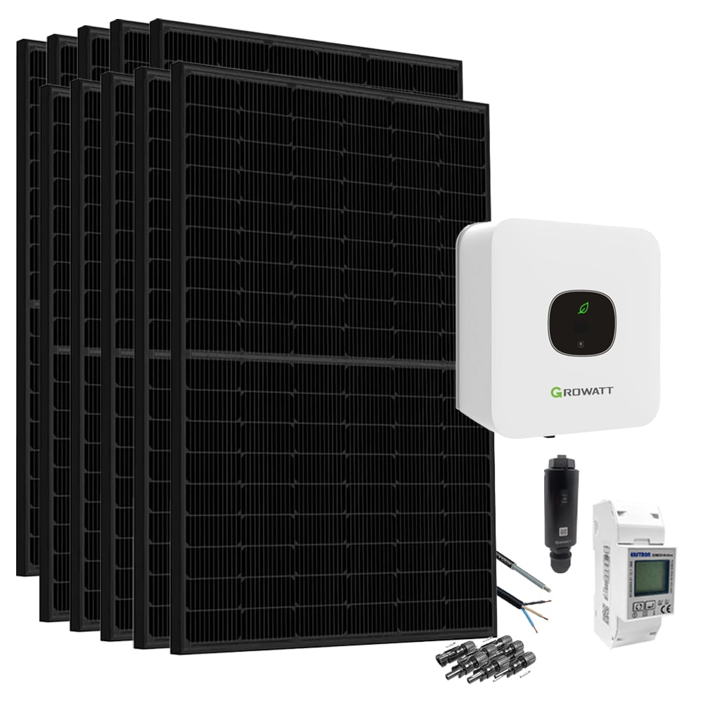 Offgridtec Système complet 4,3kWp Solaranstallation pour l'alimentation directe, y compris module solaire bifacial Full Black &amp; mic-3000 tl-x Wifi