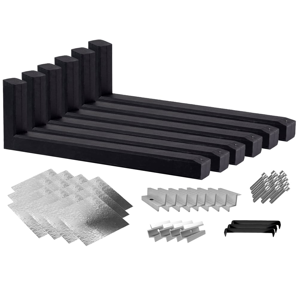 Wattstone Montage PV est-ouest sur toit plat pour 4 modules solaires 15° Socle en béton Natte de protection des constructions doublée d'aluminium