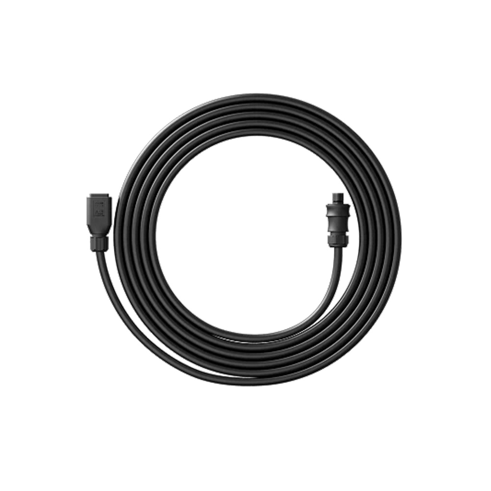 Schwarzes Anker Solix 4 AC-Kabel mit Schuko-Stecker und rechteckigem Anschluss, 3 Meter lang, aufgewickelt